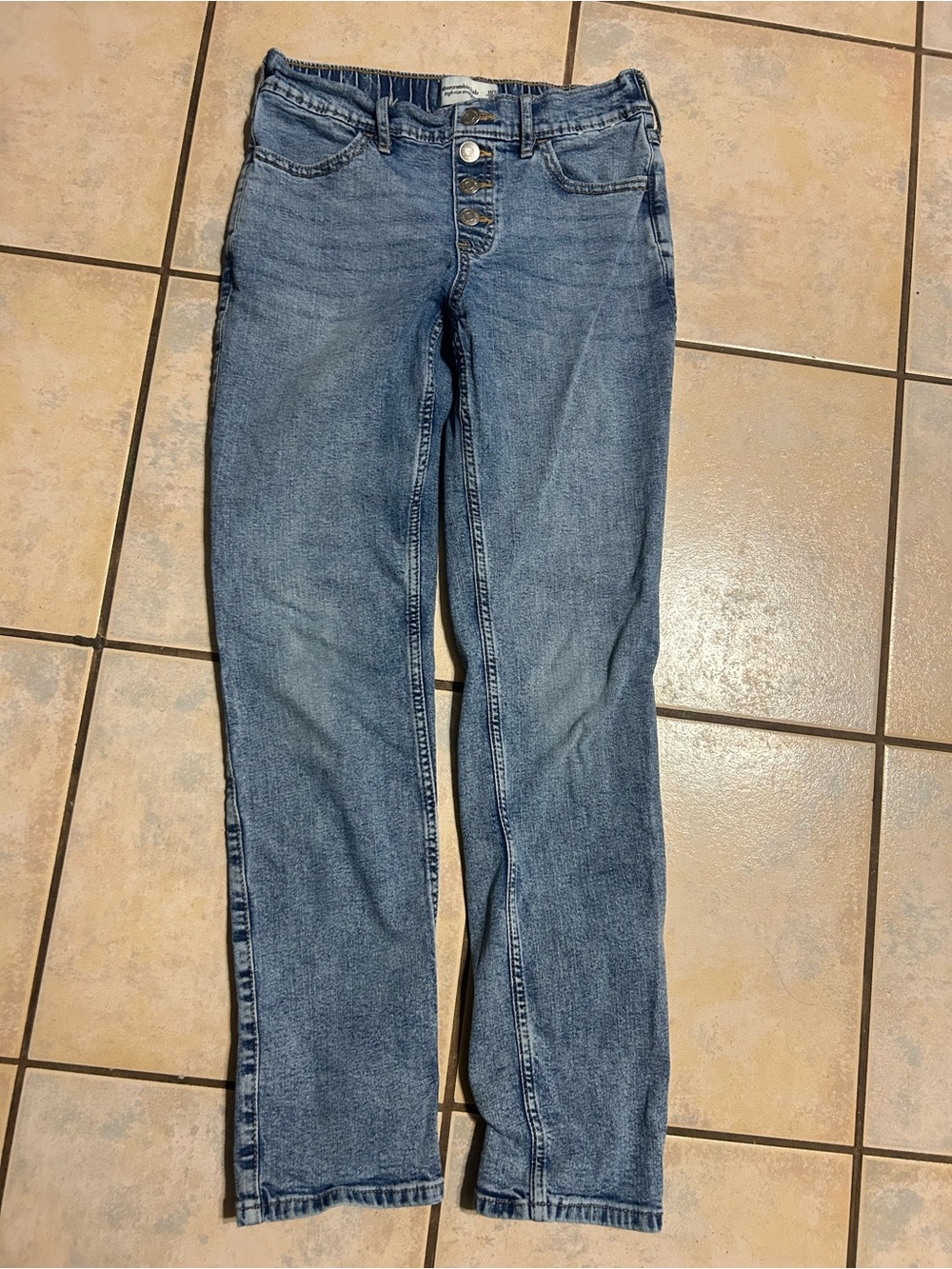 abercrombie kids light blue button-fly jeans